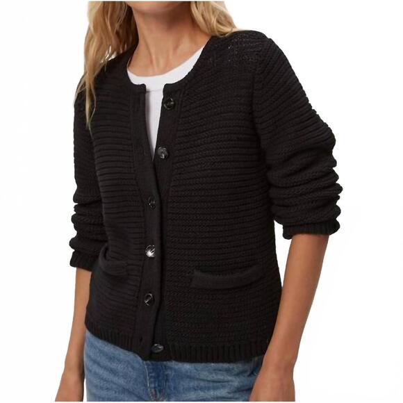NEW MICHAEL STARS kaden tape yarn cardigan in black